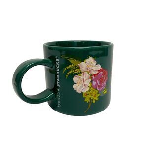 Starbucks 2018 Spring Summer Flowers Green with Pink Red White Flowers Short Mug